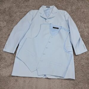 Lucci Collezione Mens Light Blue Longline Blazer and Vest Set Designed in Italy